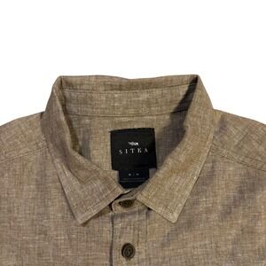 Sitka Mens Casual Button‎ Down Long Sleeve Ambary Hemp Blend Shirt Brown